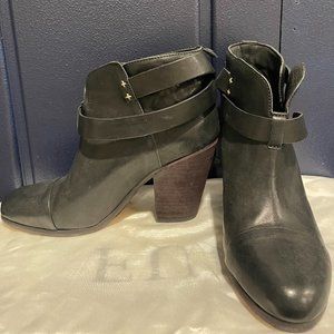 Rag and Bone Harrow Black Leather Booties Size 38